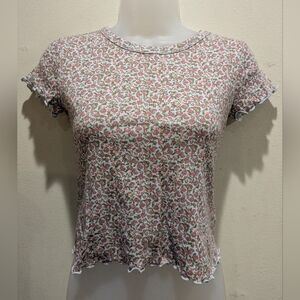 Old Navy Pink Floral Crop Top Size Large 10-12